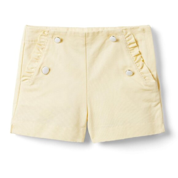 NWT Janie and Jack Ruffle yellow sailor Shorts pearl buttons pockets Size 10 C10 - Picture 1 of 6
